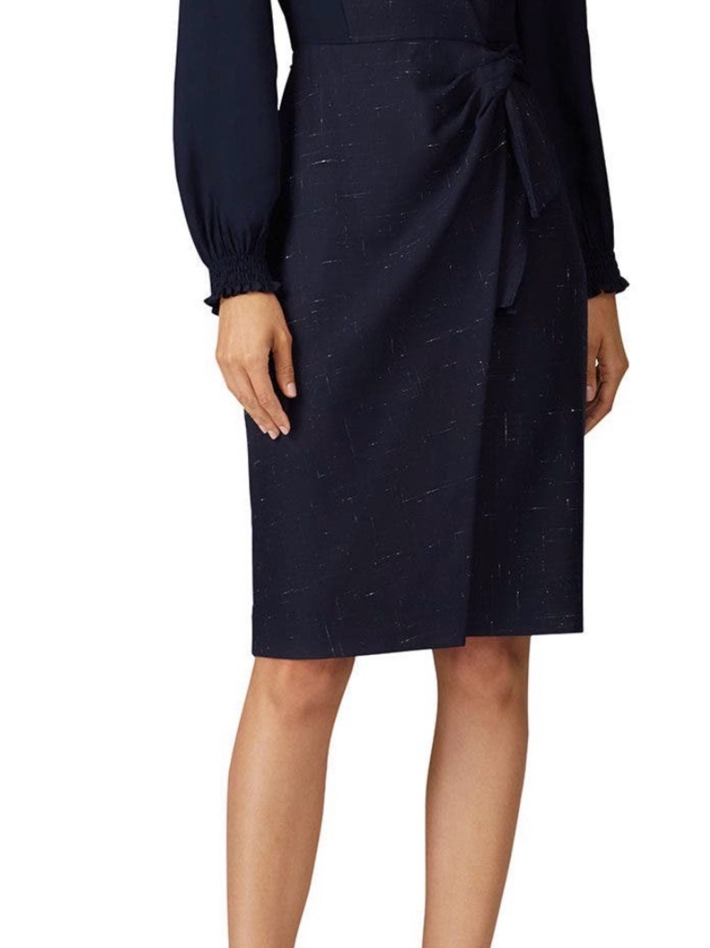 Rebecca Taylor Navy Tie-Waist Long-Sleeve Sheath Dress